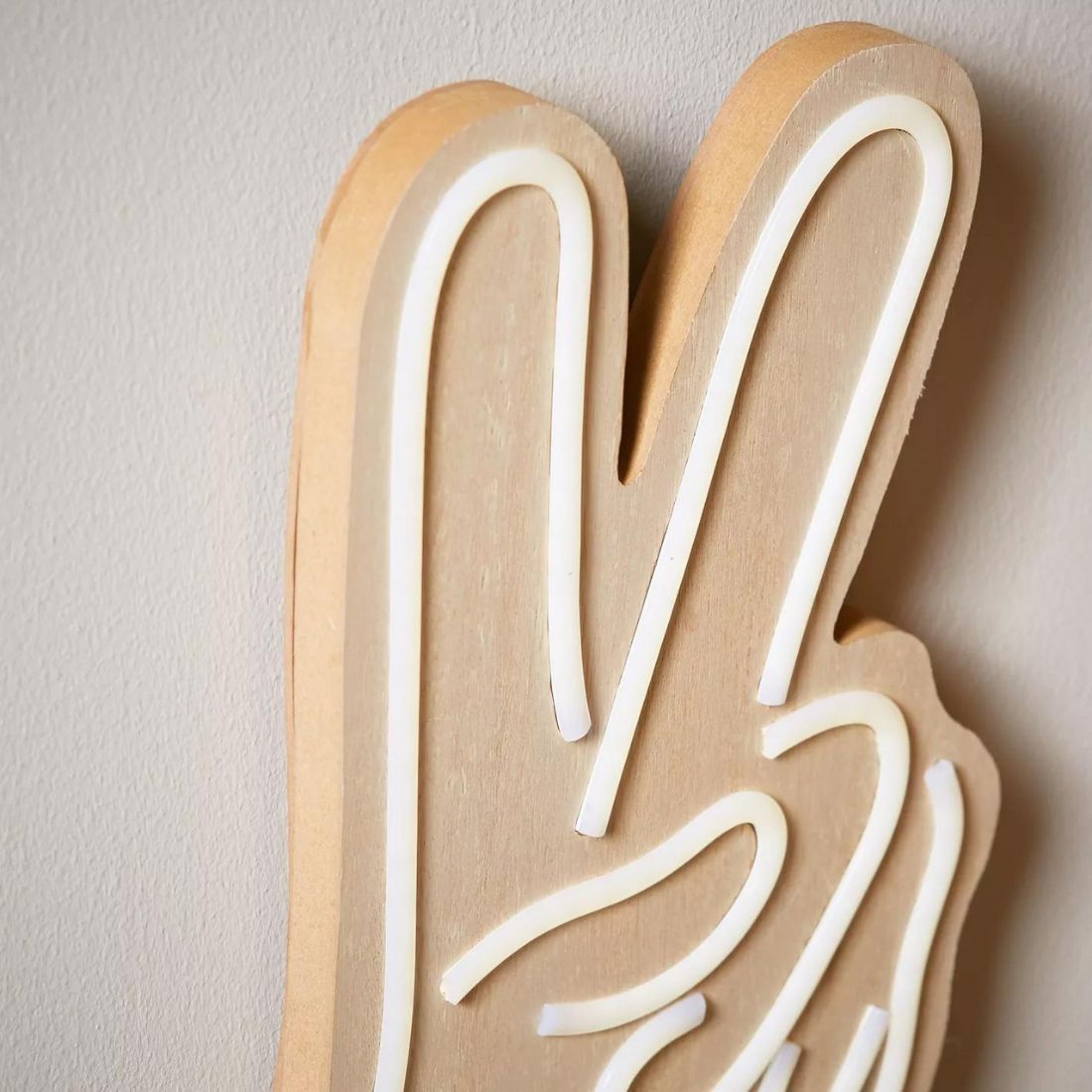 Peace Neon Light with Wooden Base