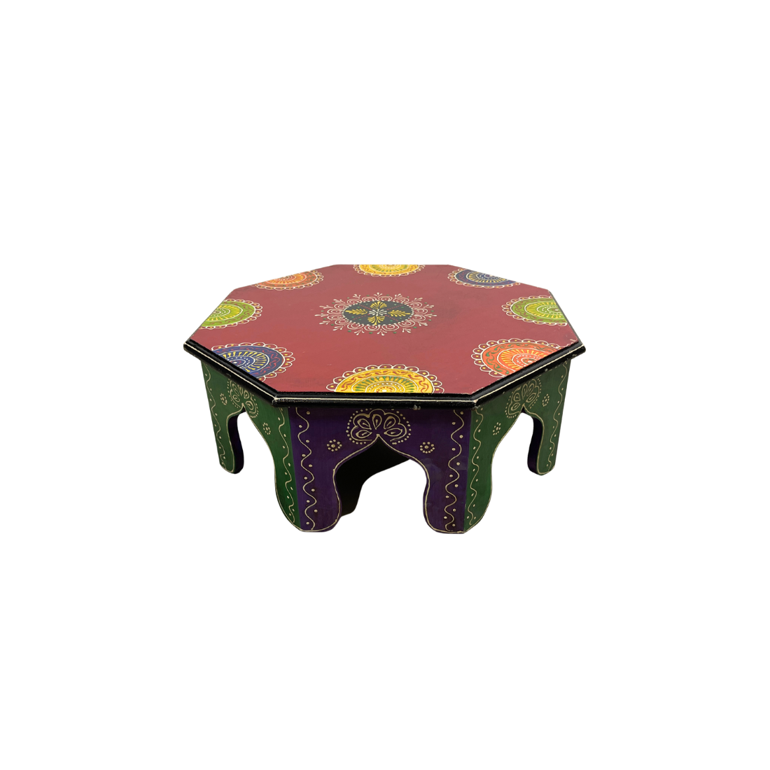 Hand Painted Wooden End Table - Small