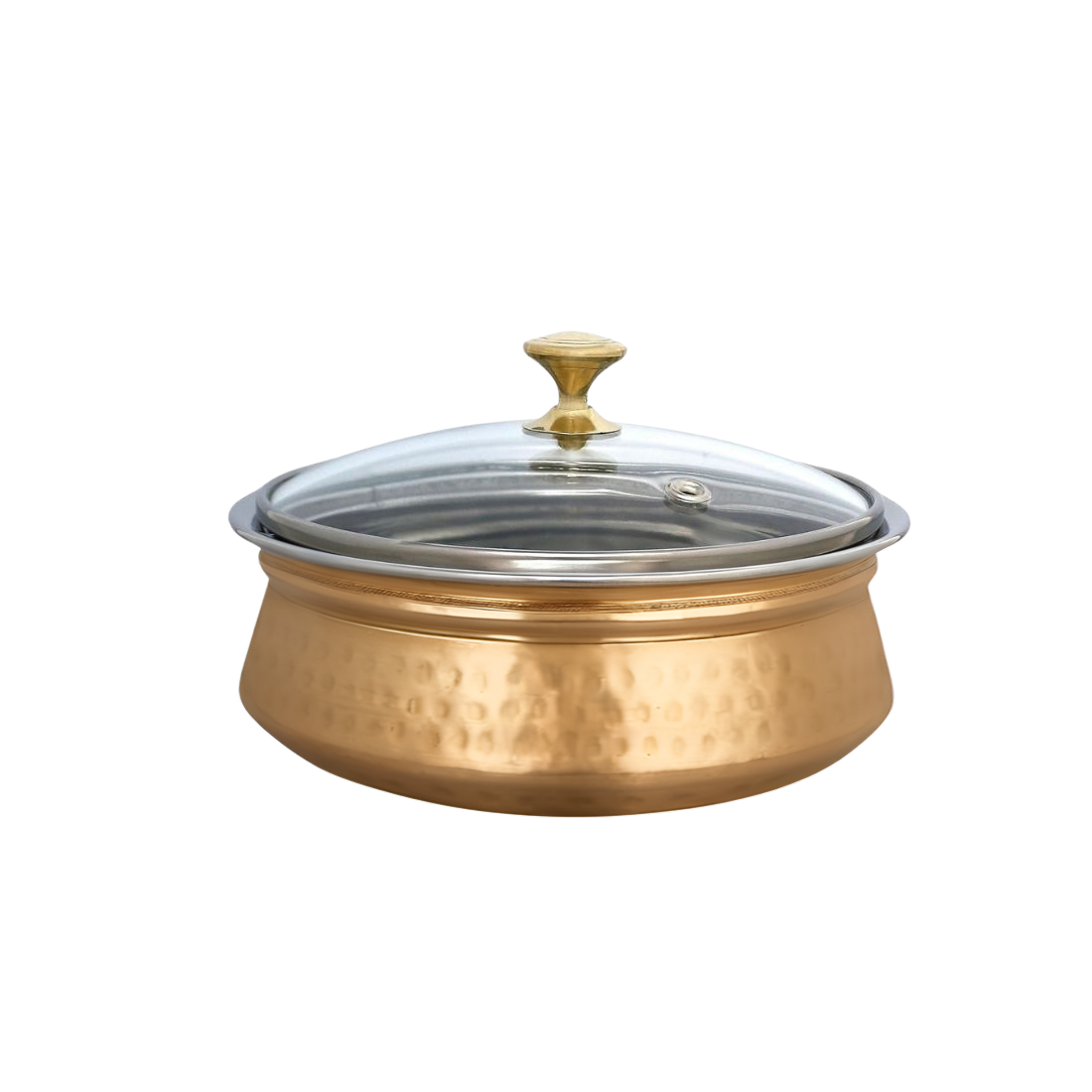 Hammered Copper Pot with Glass Lid