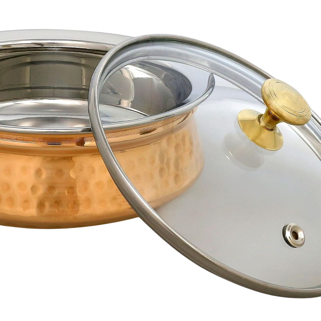Hammered Copper Pot with Glass Lid