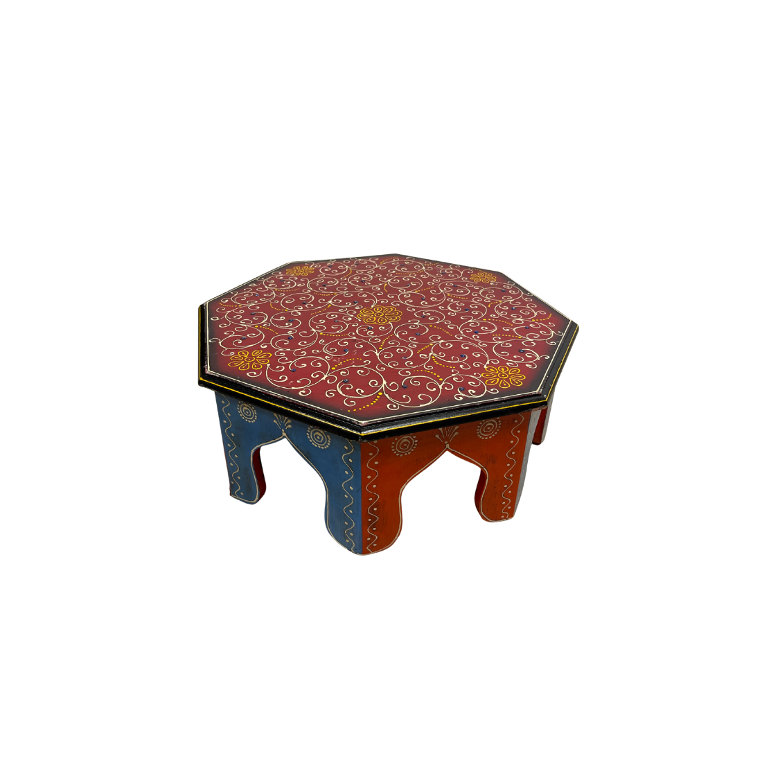 Hand Painted Wooden End Table - Small