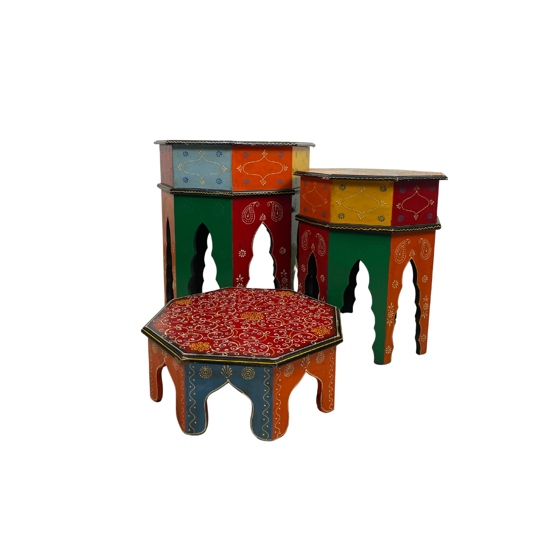 Hand Painted Wooden End Table - Small