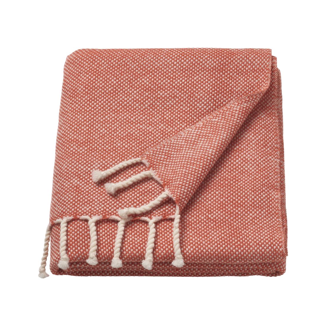 Red Textured Wool Throw Blanket