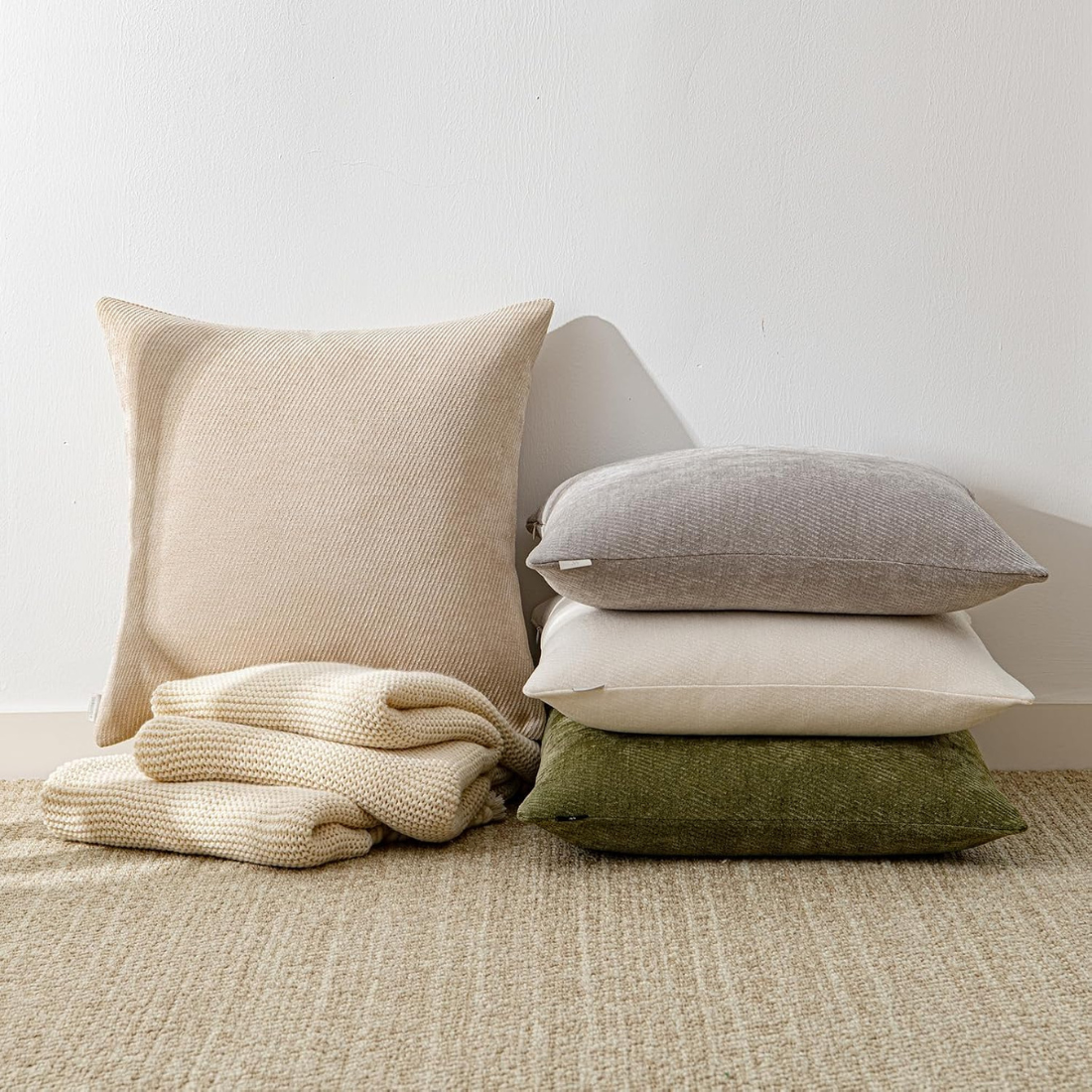 Moss Green Chenille Cushion Cover