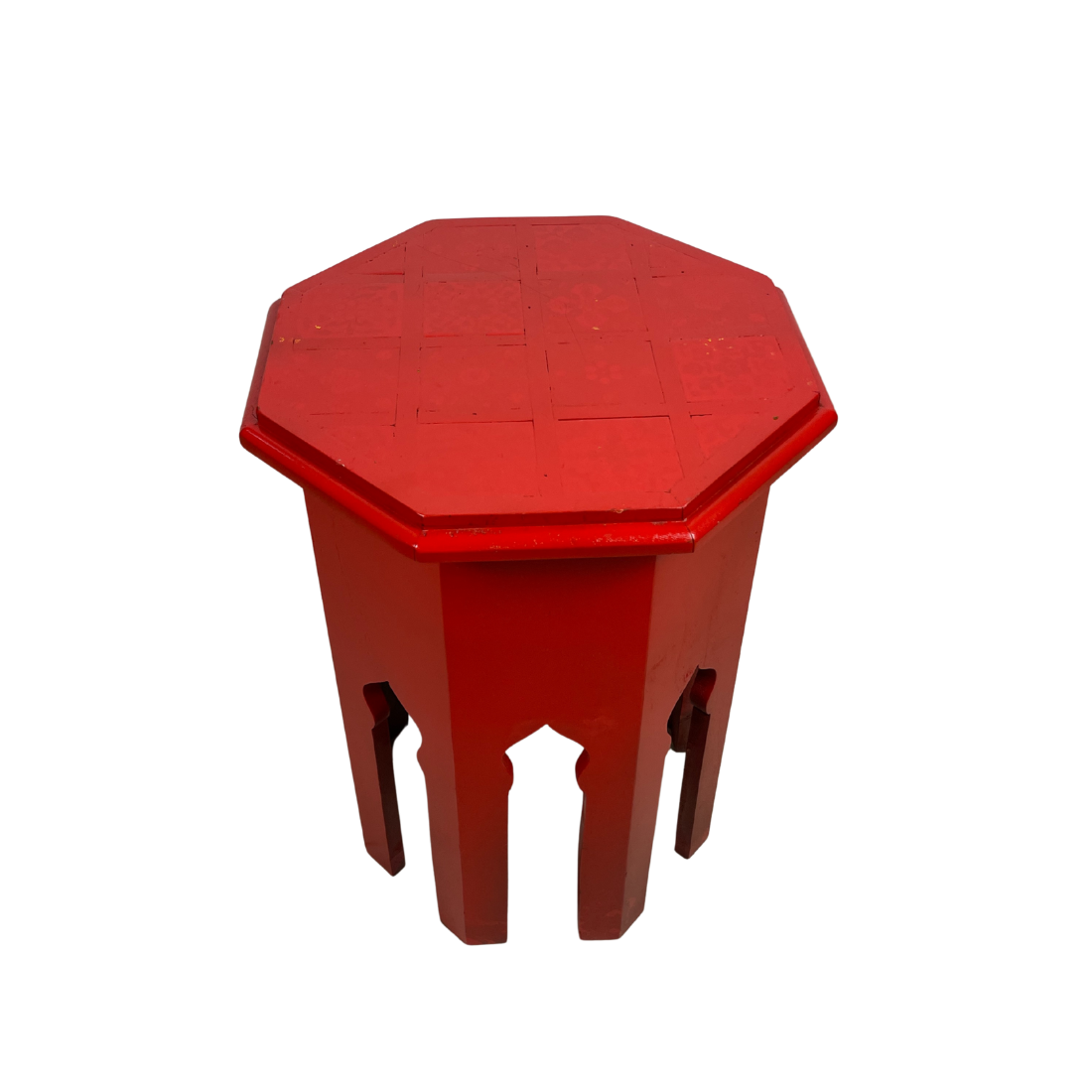 Red Painted Wooden End Table