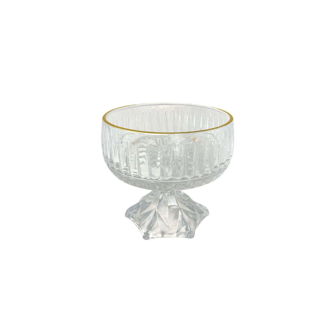 Large Crystal Candy Dish with Gold Rim