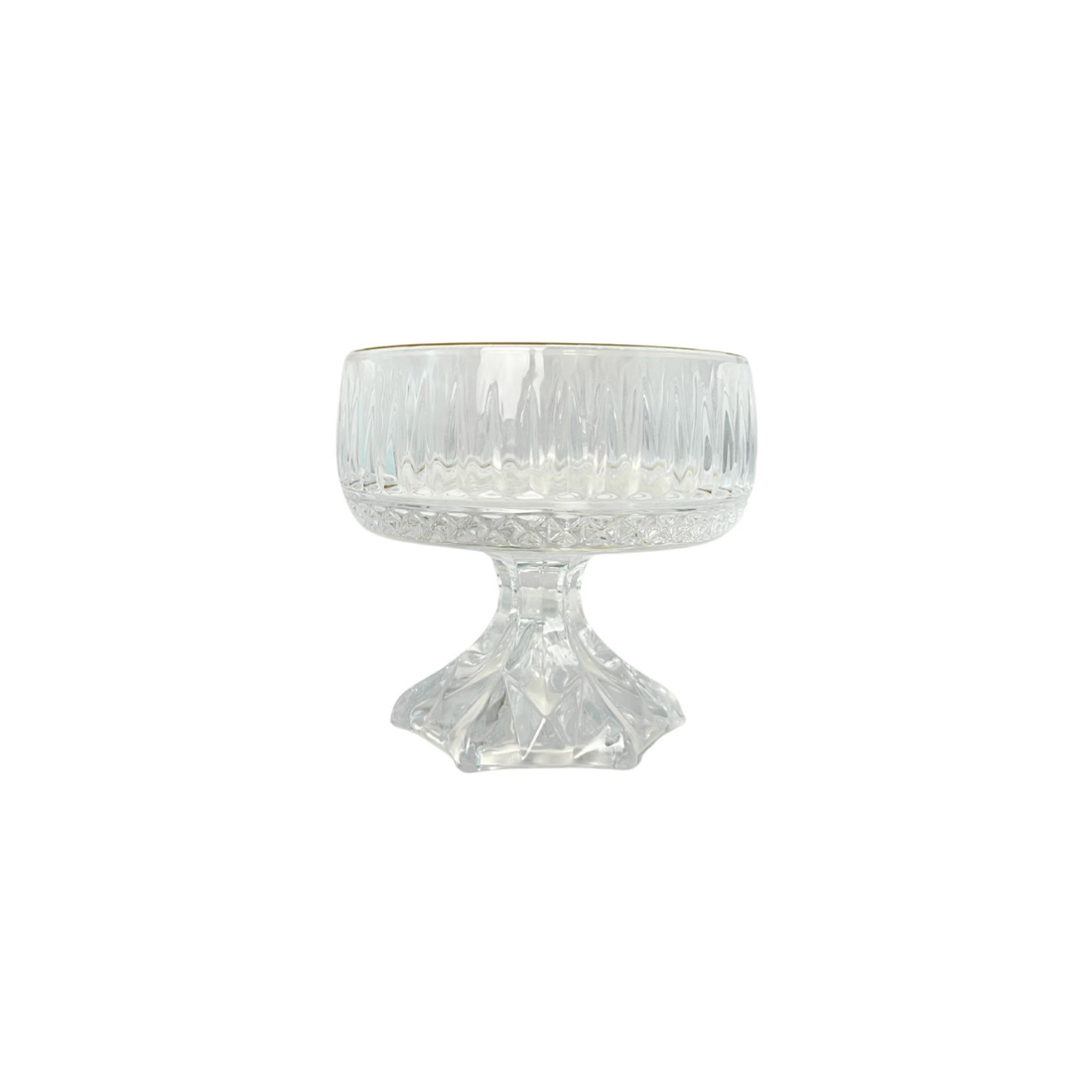 Large Crystal Candy Dish with Gold Rim