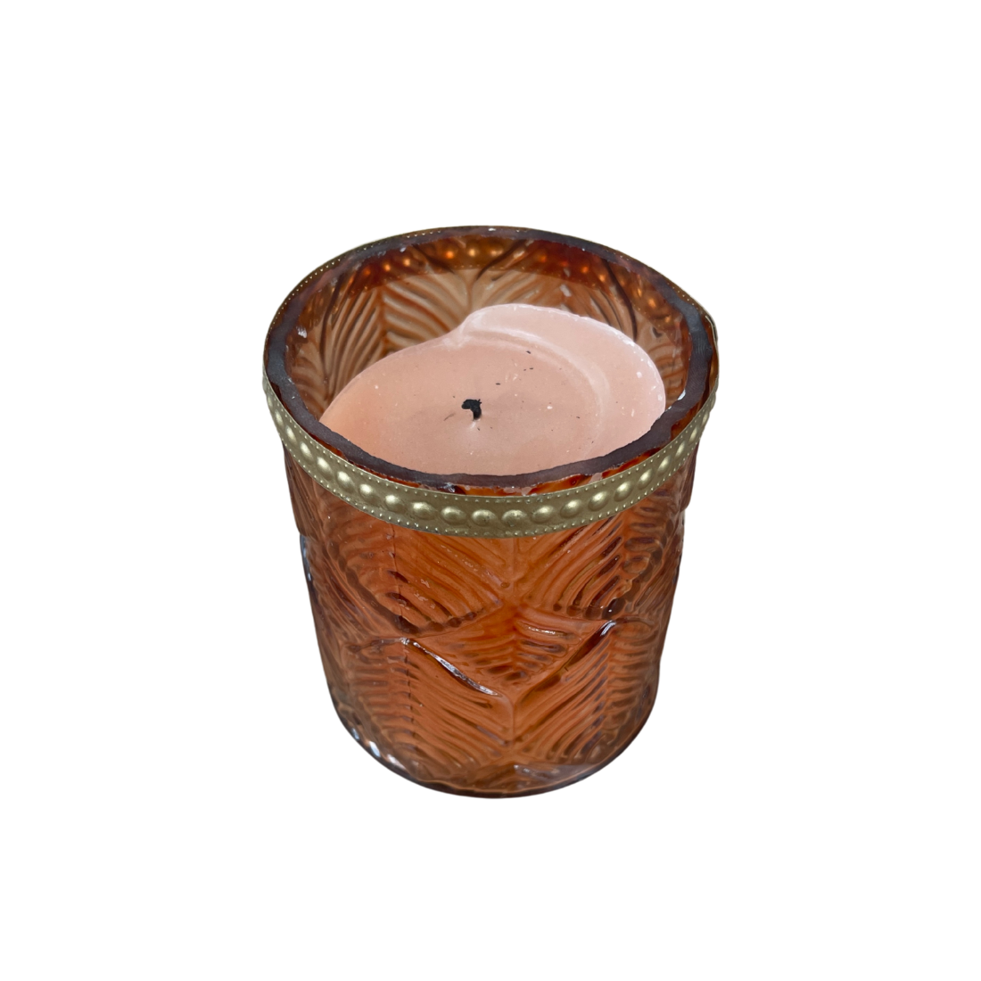 Brown Candle Holder with Gold Trim