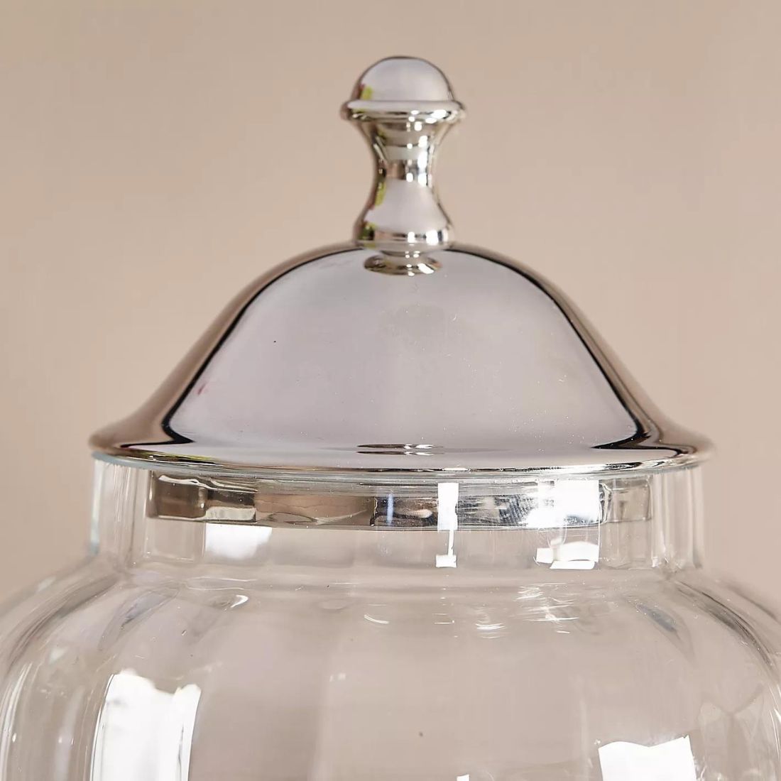 Decorative Glass Jar with Silver Lid