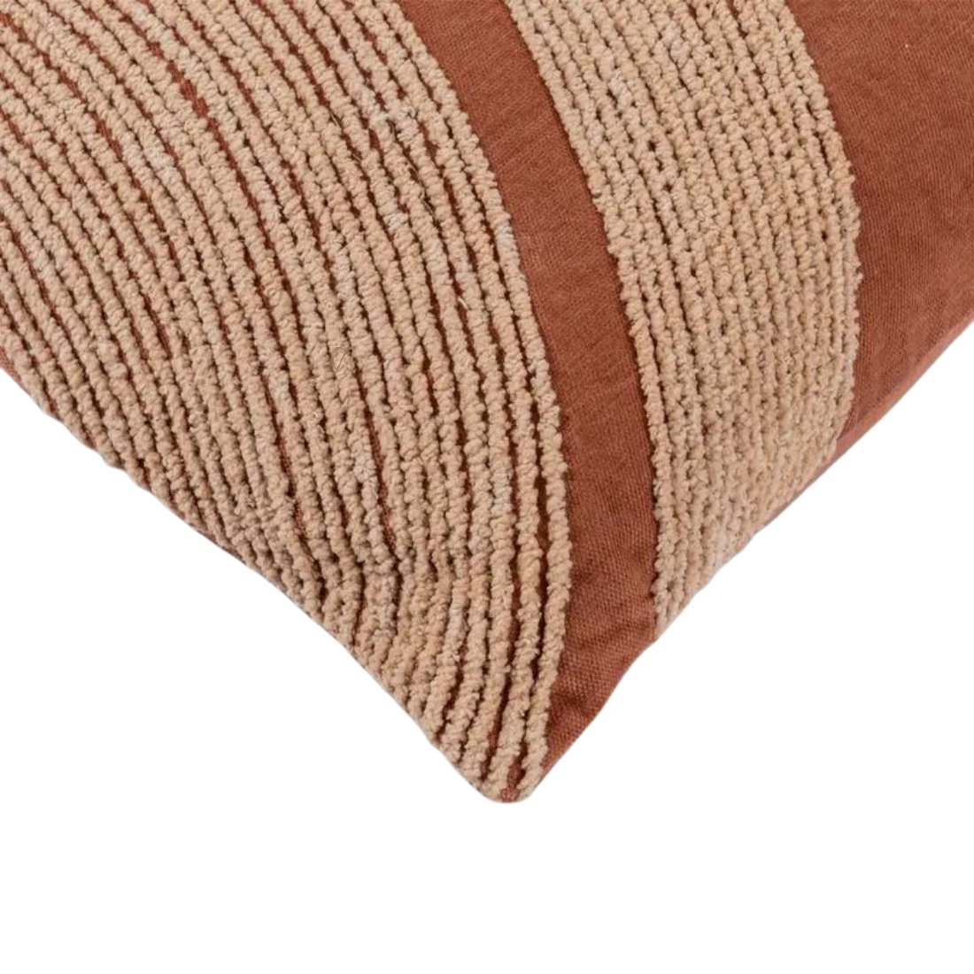 Rust Linen Cushion with Circular Lines