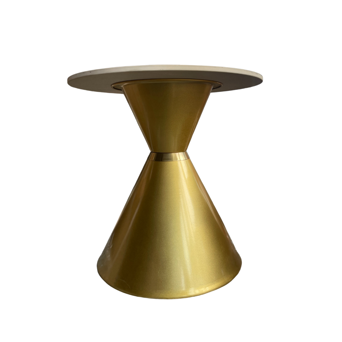 Round Faux Marble Top End Table with Gold Base