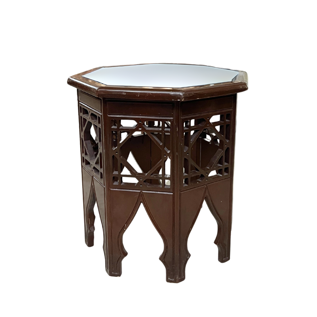 Arabesque Wooden Table with Glass Top