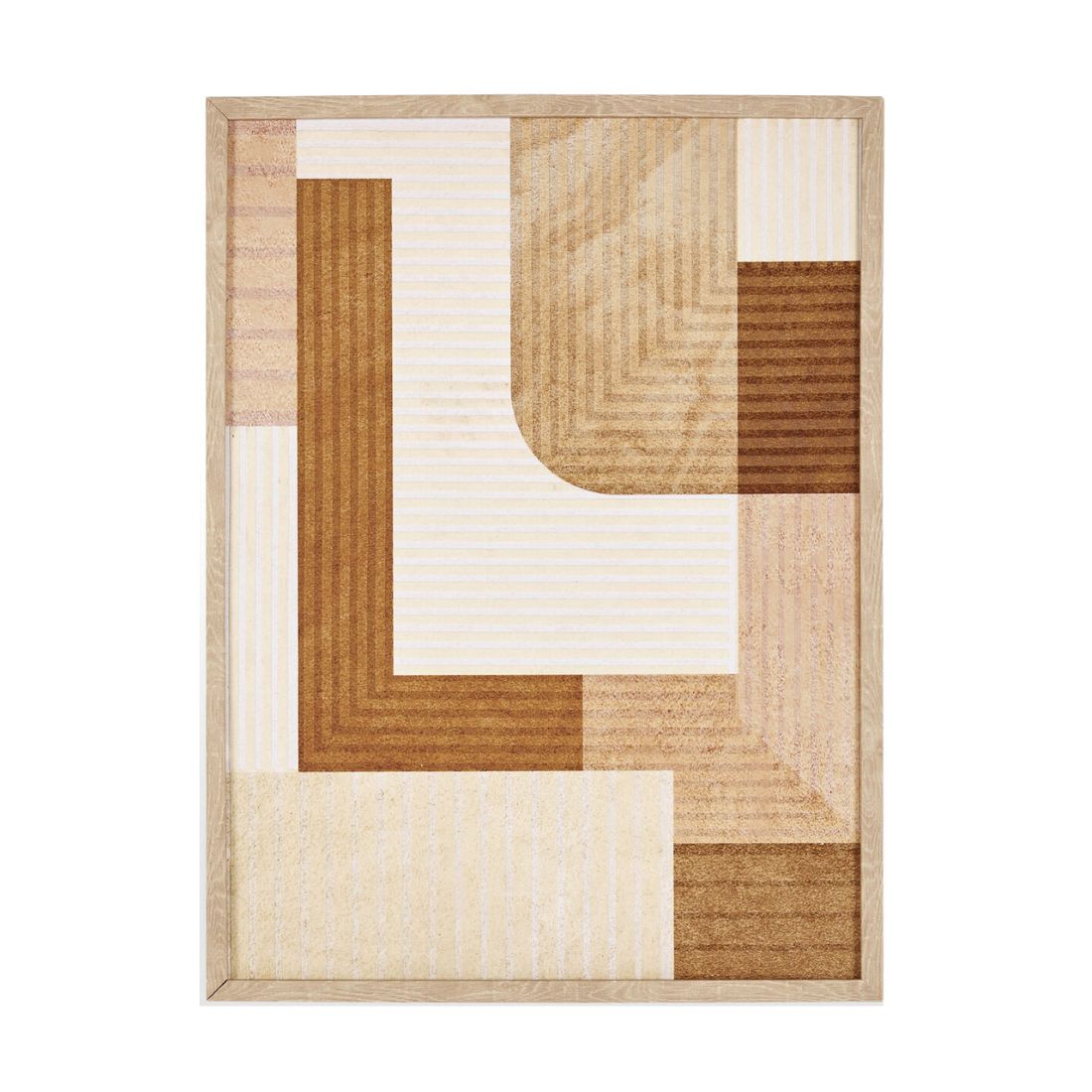 Wooden Framed Abstract Earthy Geometric Artwork