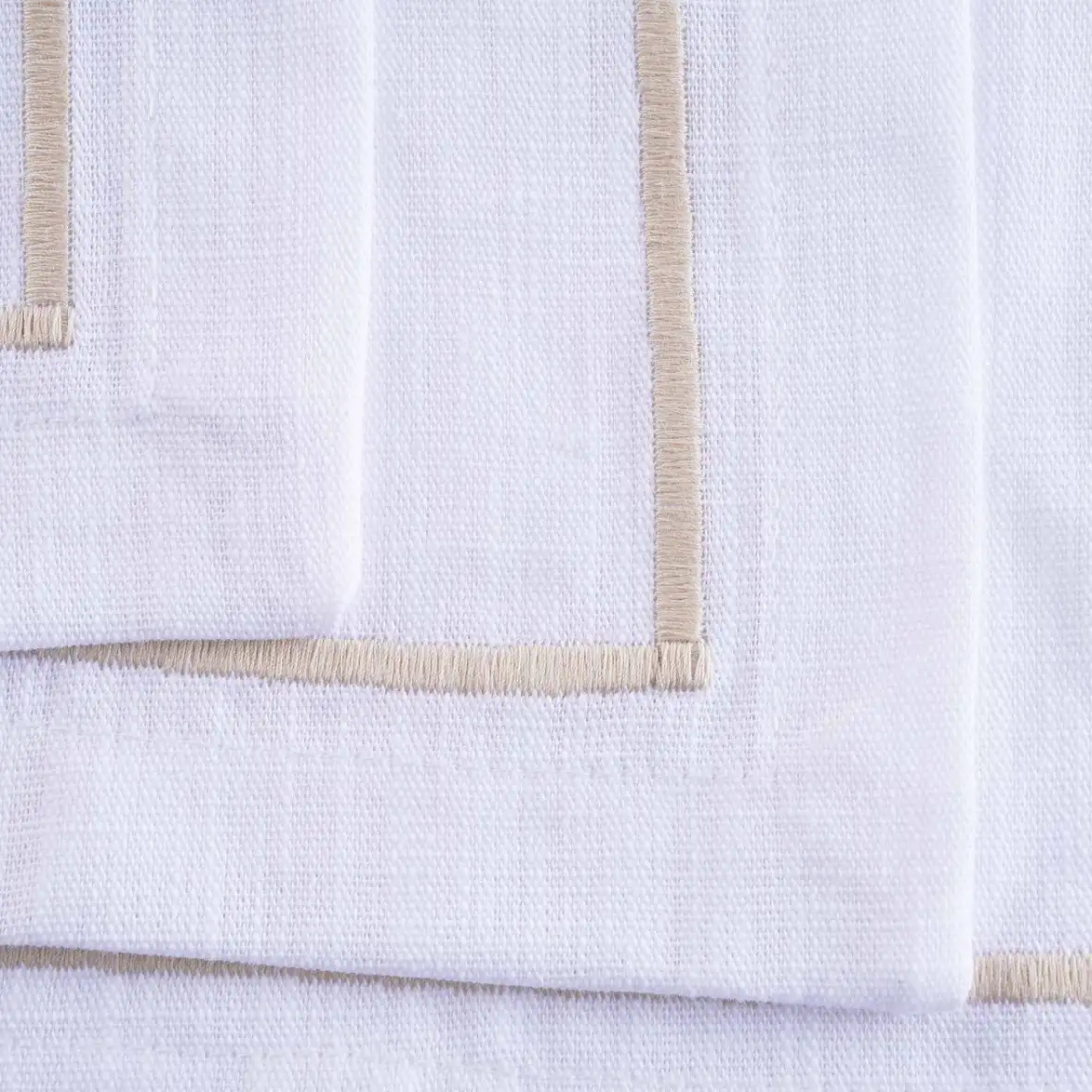 Set of 4 White Placemats with Gold Trim