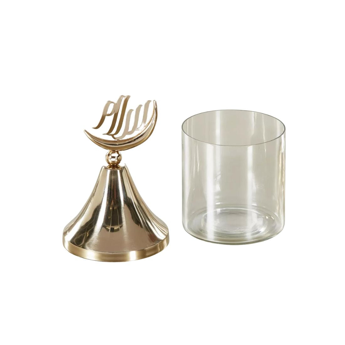 Decorative Glass Canister with Gold Arabic Calligraphy Lid