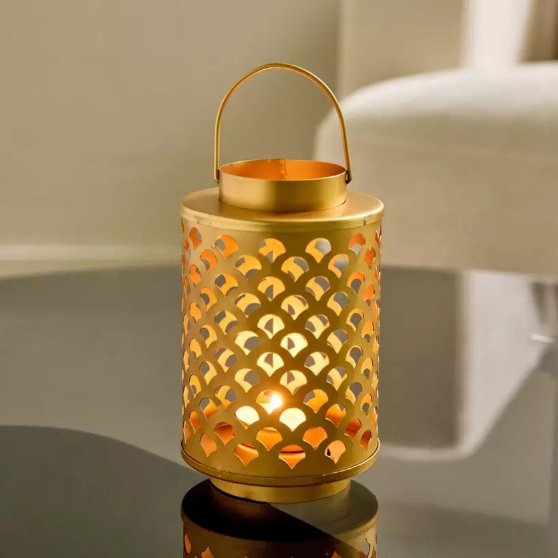 Gold Round Table Lantern