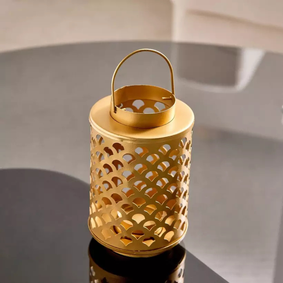 Gold Round Table Lantern