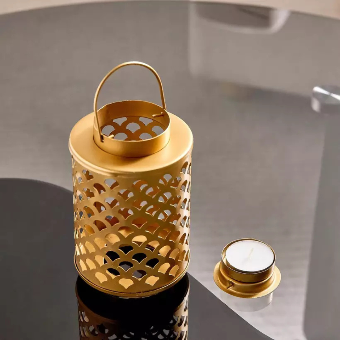 Gold Round Table Lantern