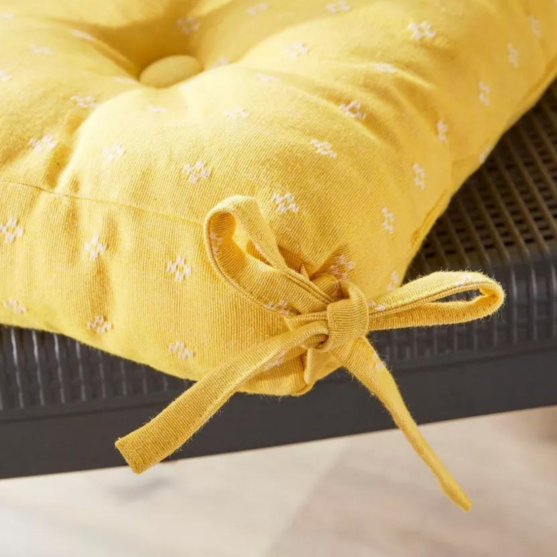 Yellow Embroidered Chair Cushion Pad