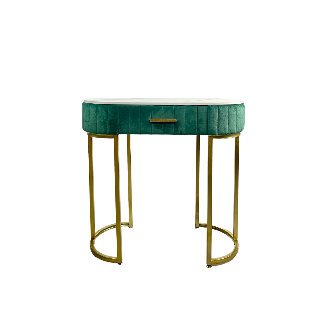 Green Dressing Table/Console Unit with Faux Marble Top and Matching Chair