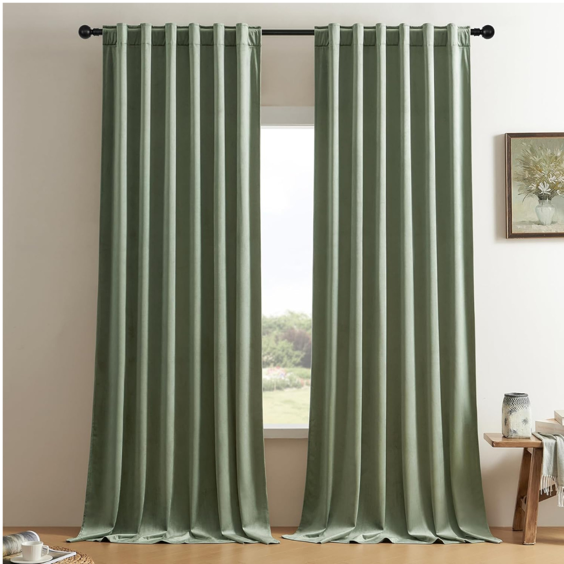 Sage Green Velvet Curtains