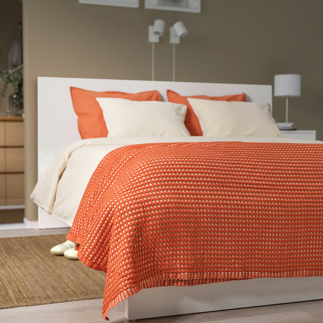 Burnt Orange Textured Bedspread
