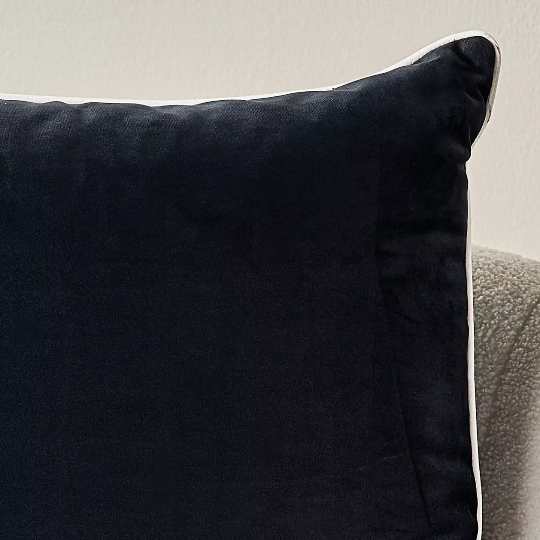 Black Velvet Cushion with White Trim