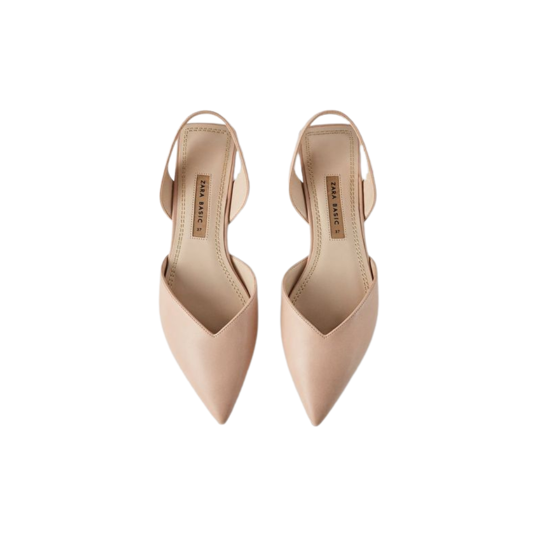 Nude Pointed Toe Flat Slingback Shoes