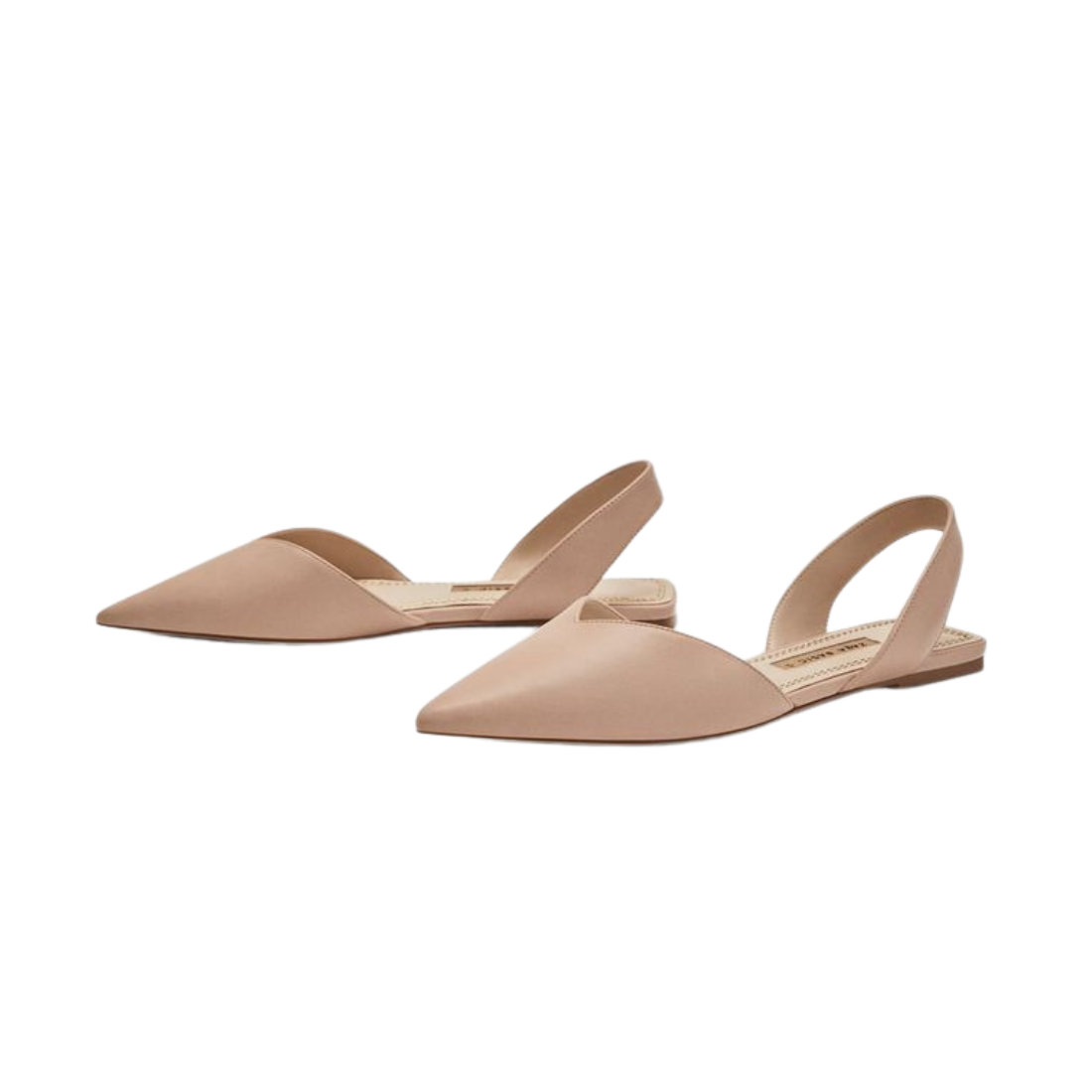Nude Pointed Toe Flat Slingback Shoes