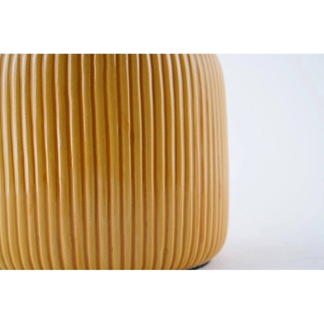 Mustard Ribbed Table Lamp with White Shade