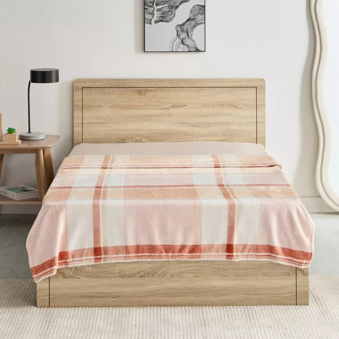 Burnt Orange Plaid Throw