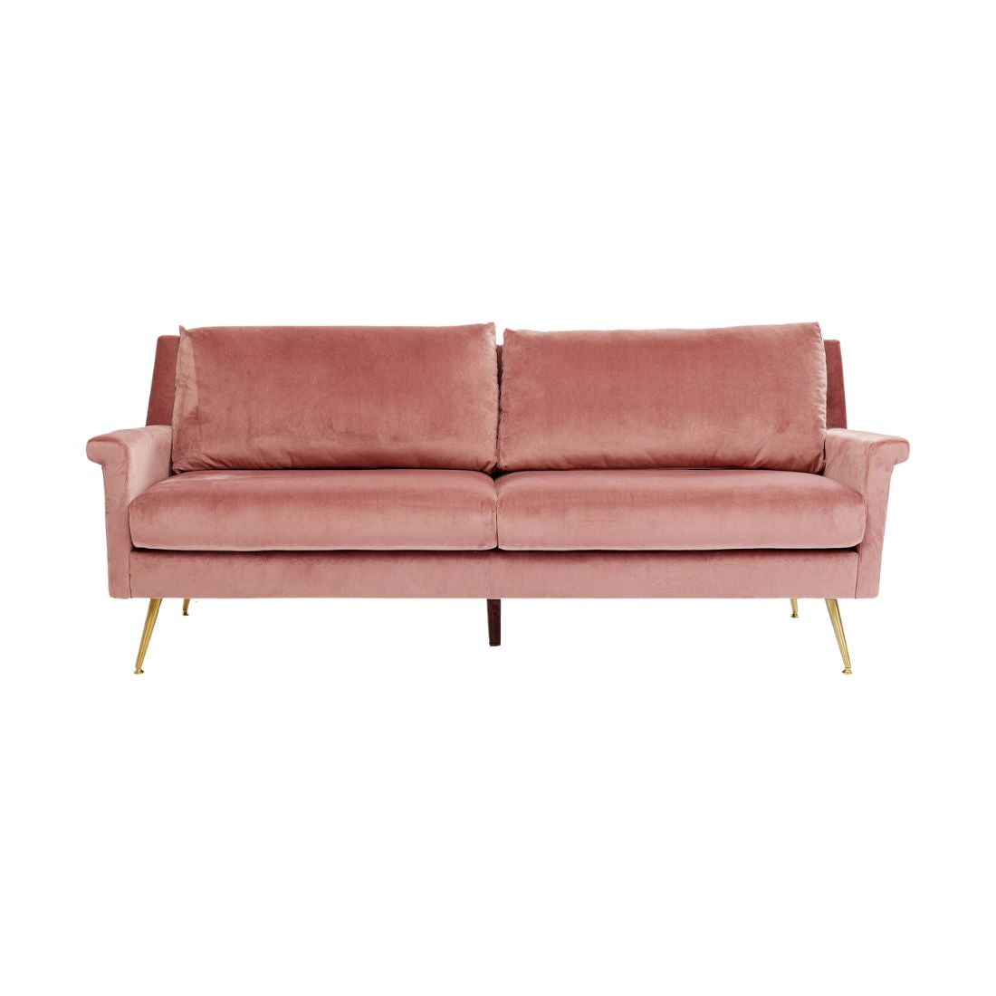 Faded Pink Retro Velvet 3 Seater Couch