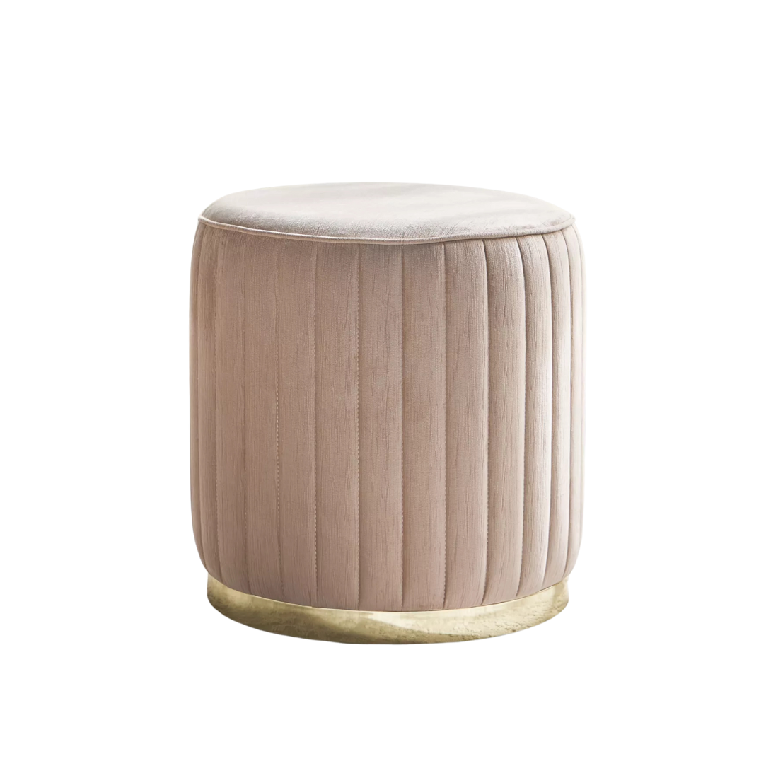 Pink Velvet Upholstered Ottoman