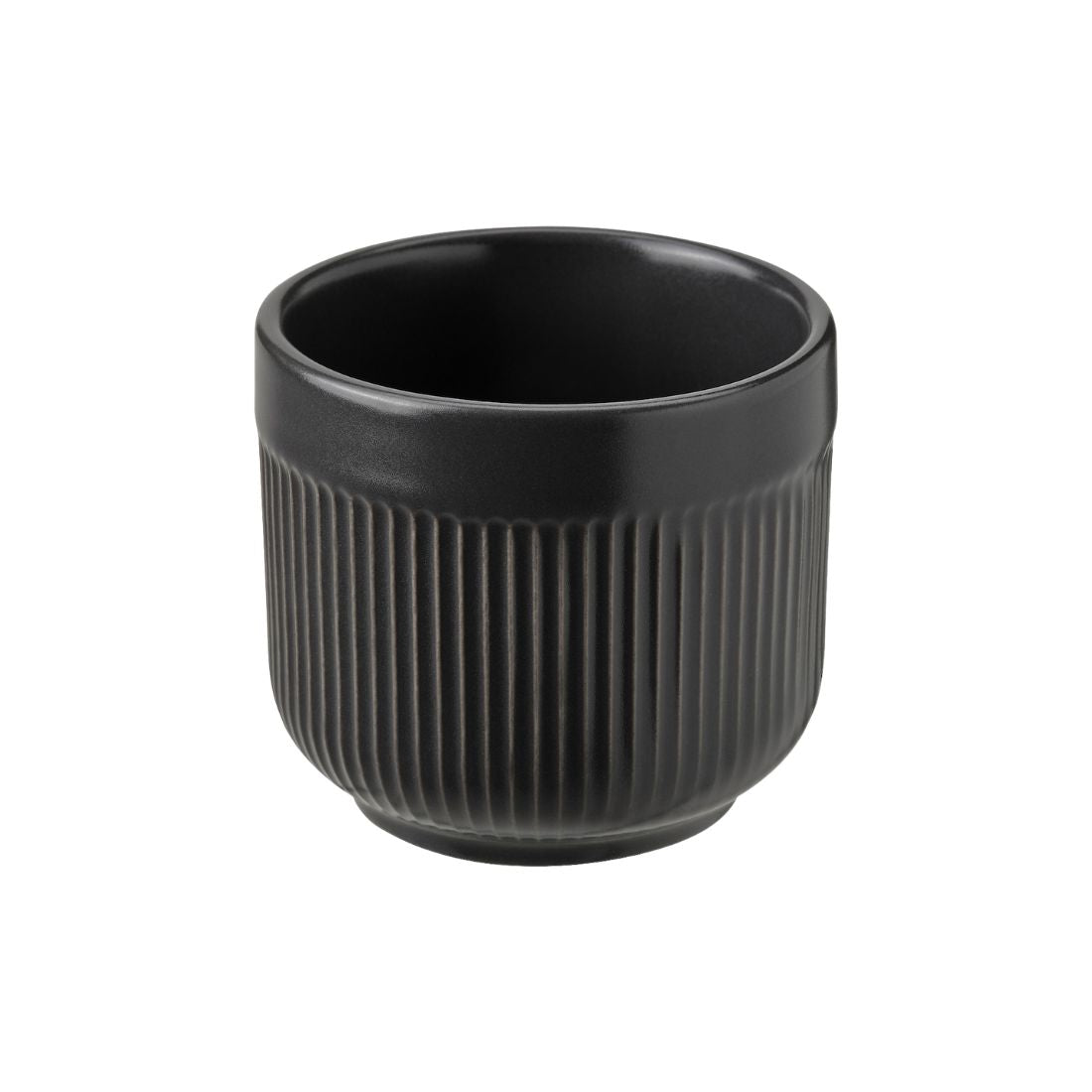 Little Black Ribbed Ceramic Pot