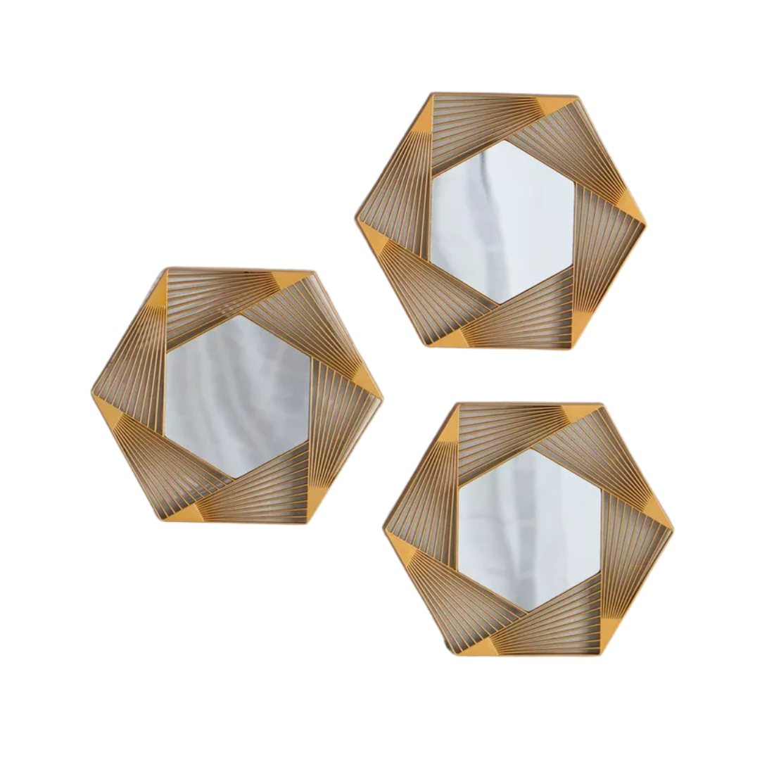 3 Piece Geometric Wall Mirror Set