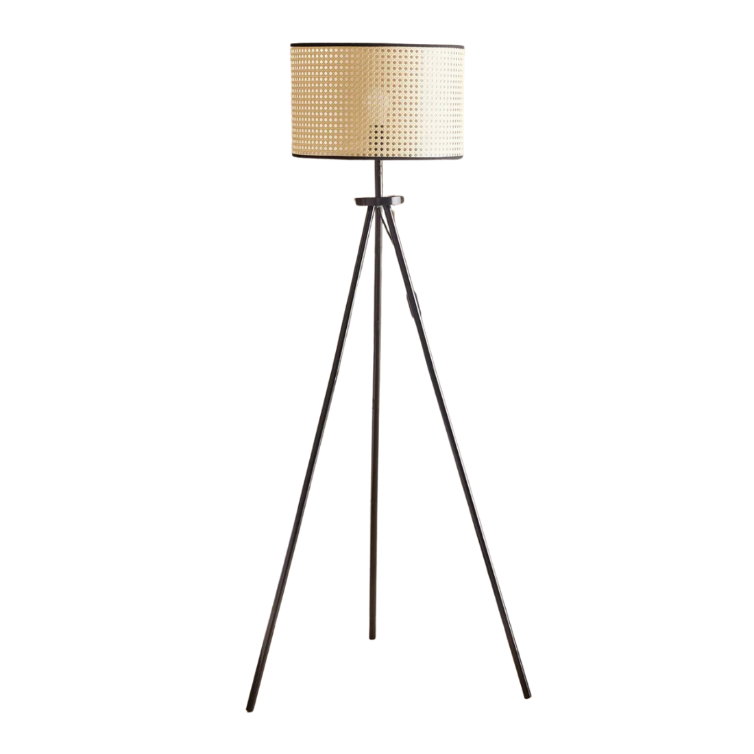 Rattan Black Tripod Floor Lamp