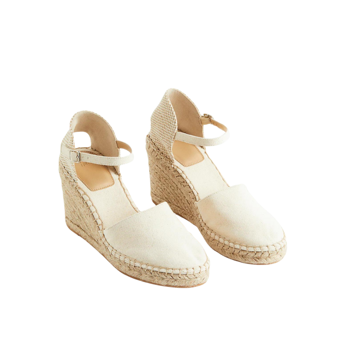 Ecru Closed Wedged Heel Espadrilles