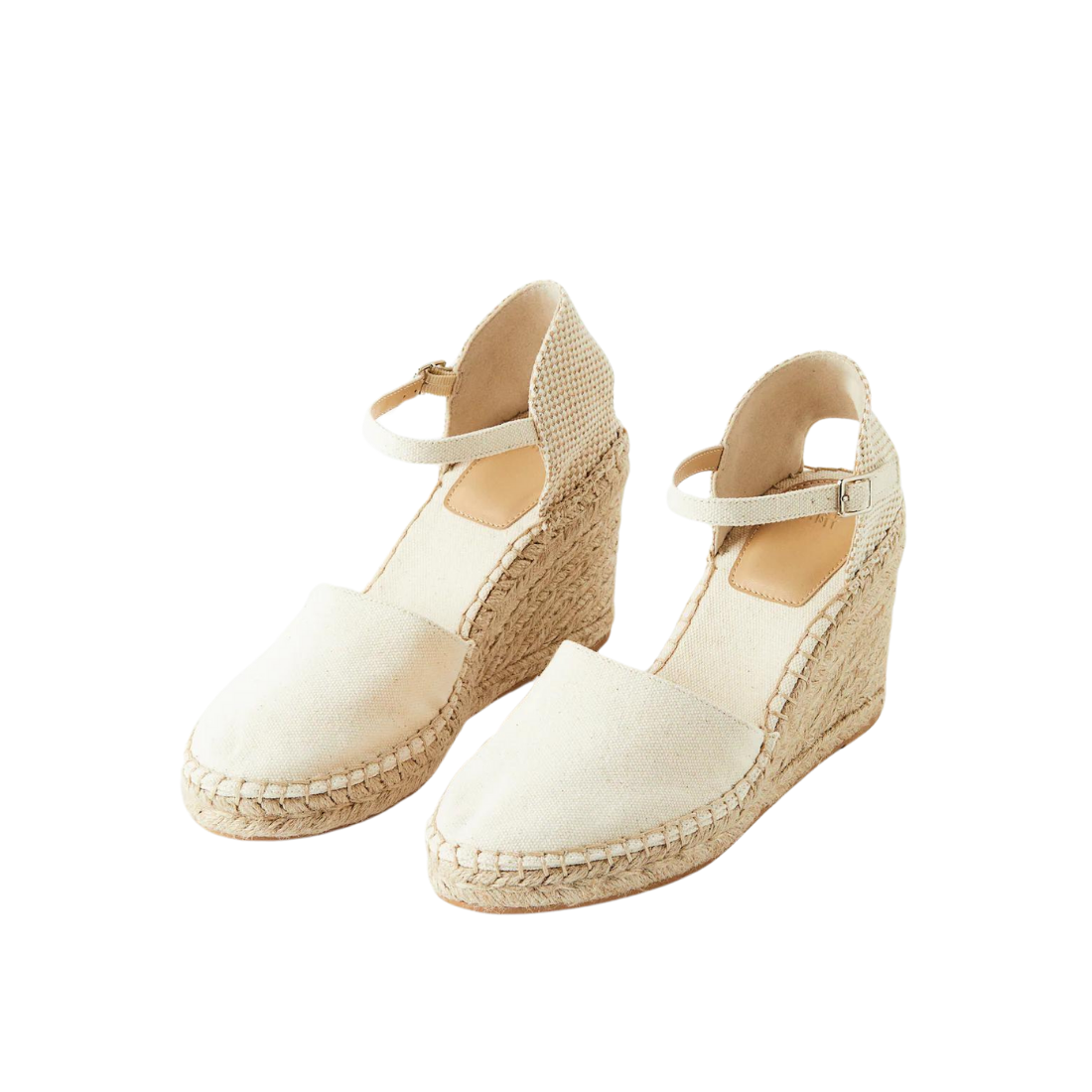 Ecru Closed Wedged Heel Espadrilles