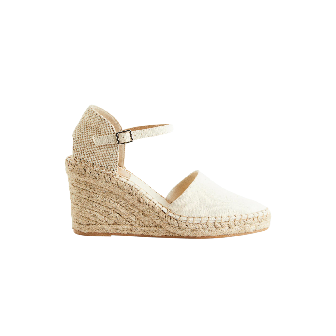 Ecru Closed Wedged Heel Espadrilles