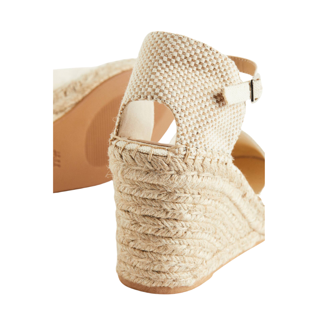 Ecru Closed Wedged Heel Espadrilles