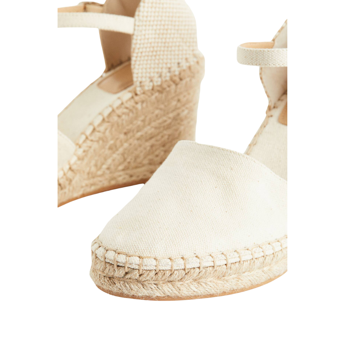 Ecru Closed Wedged Heel Espadrilles