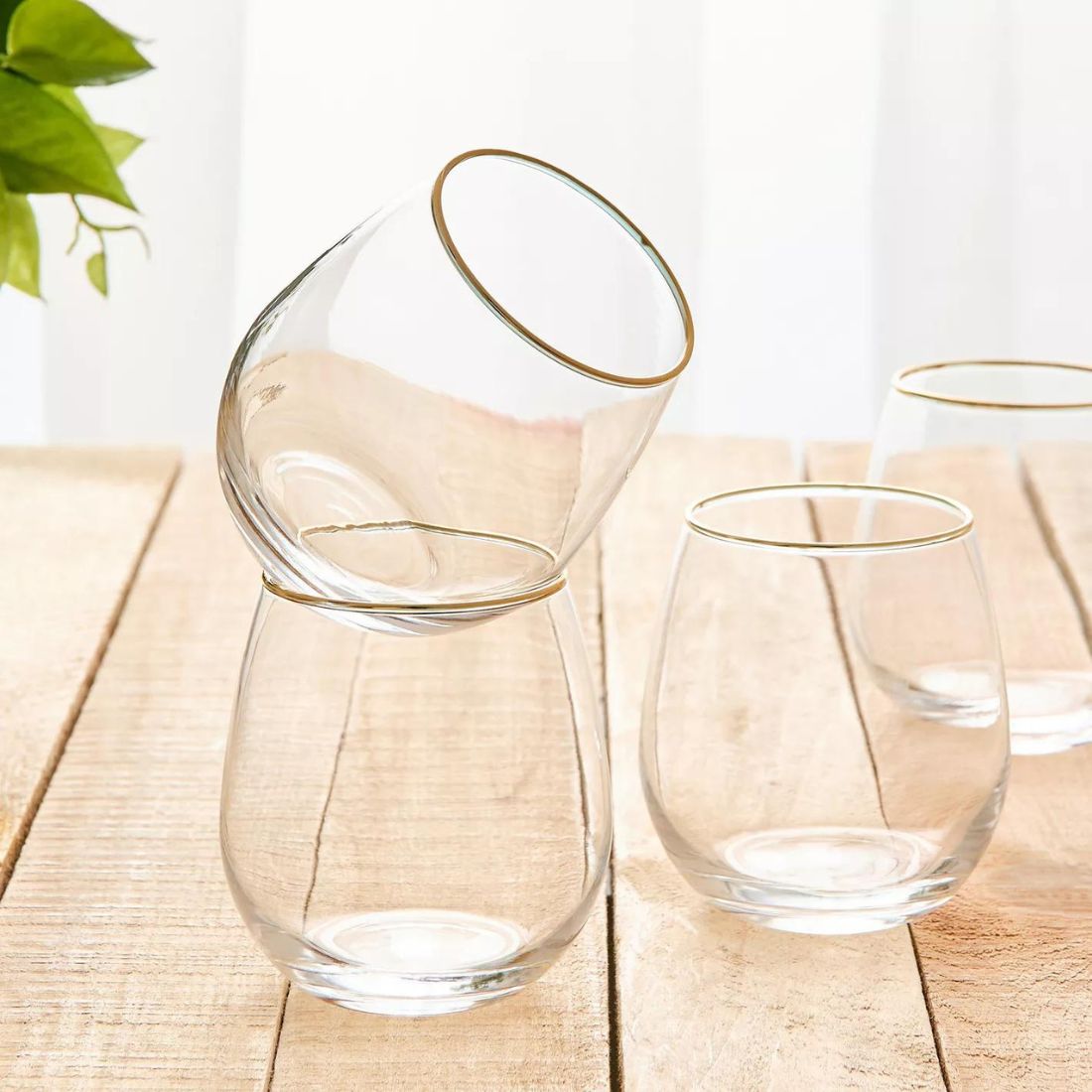 Short Glasses with Gold Rim