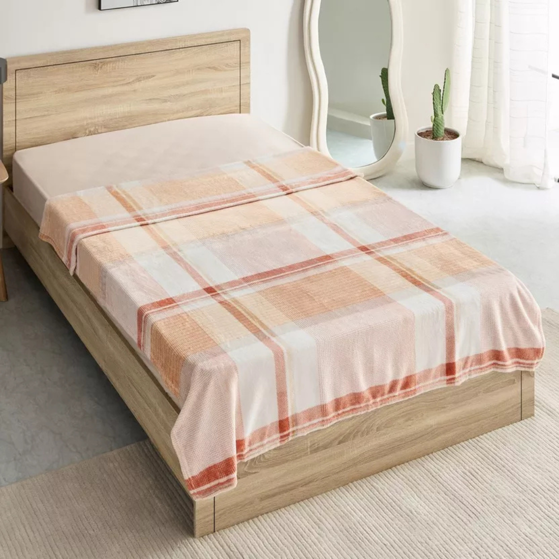 Burnt Orange Plaid Throw