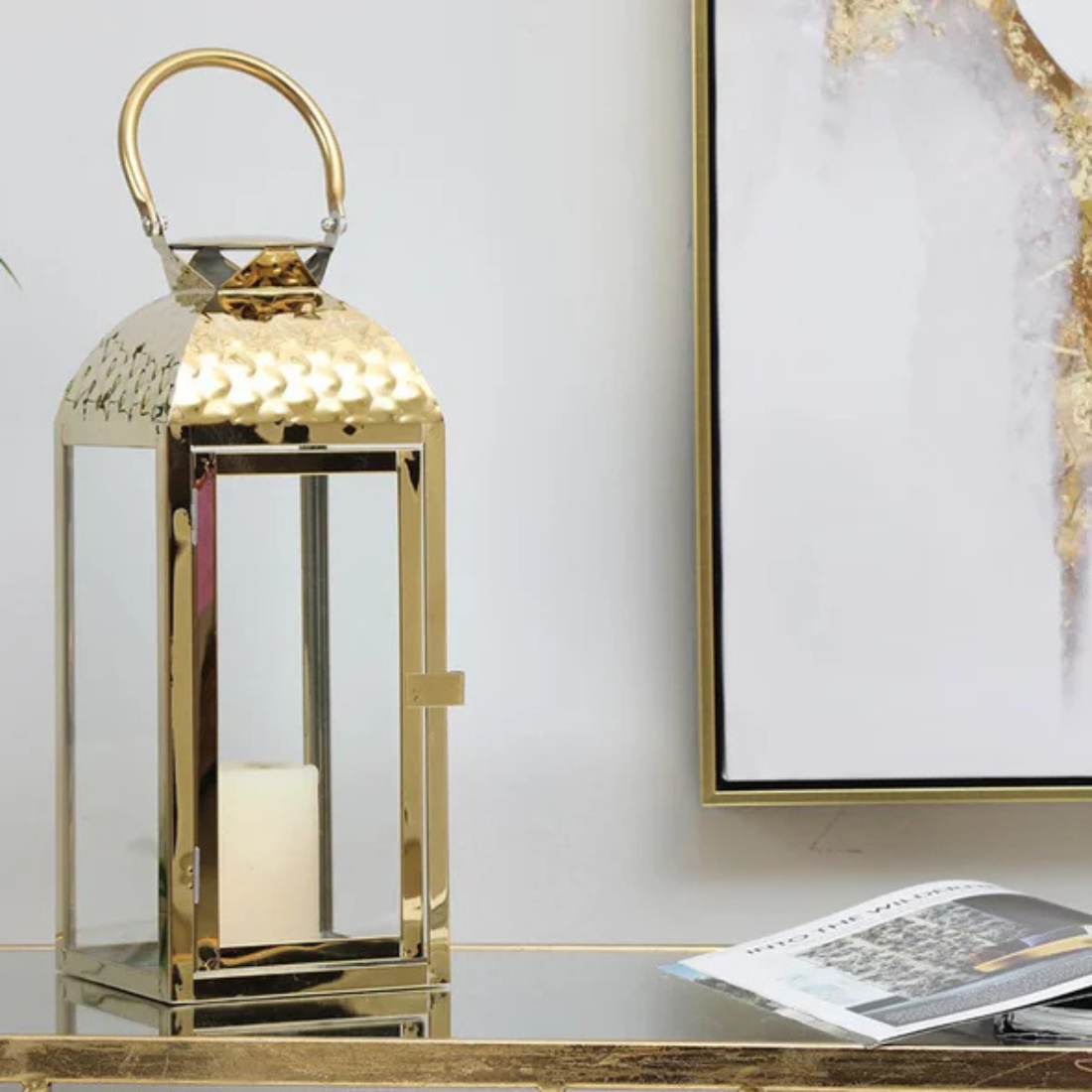 Hammered Brass Lantern