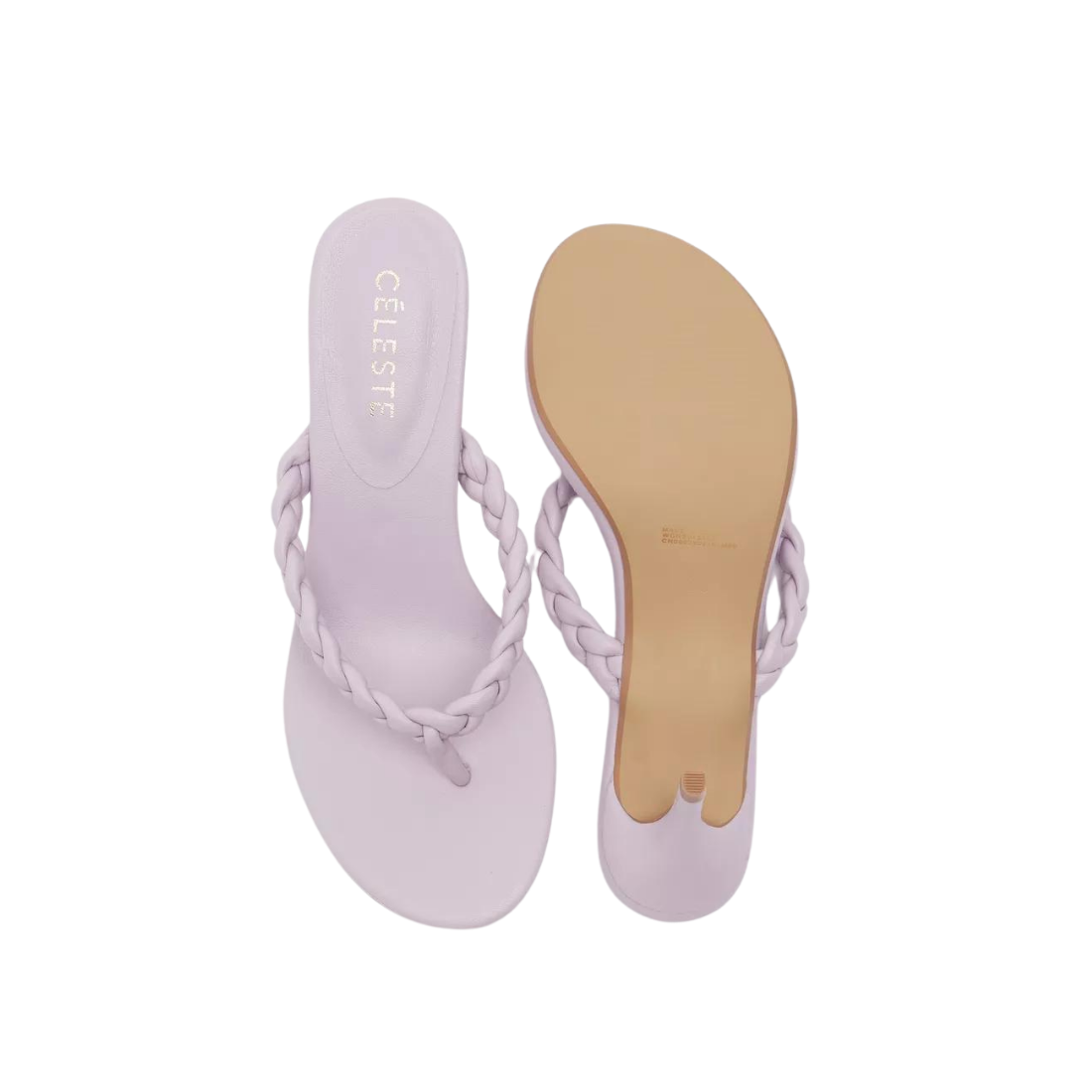 Lilac Women's Braid Detail Slip-On Thong Sandals with Stiletto Heels