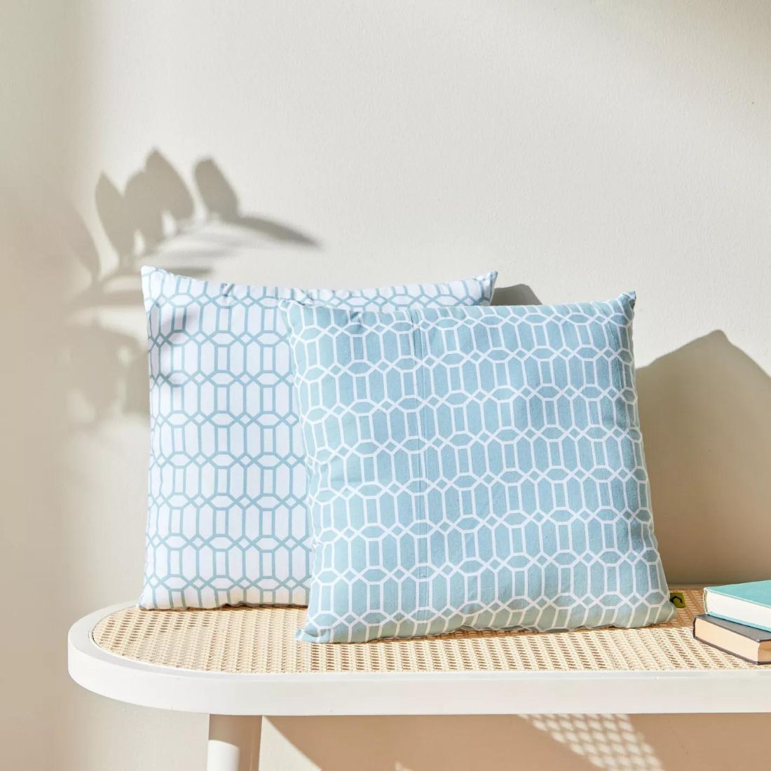Set of 2 Geometric Printed Cushions
