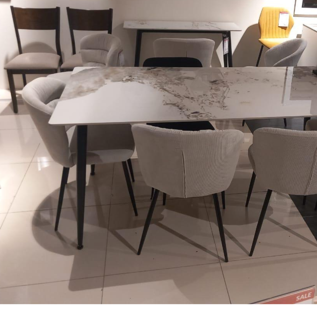 Faux Marble Top 6 Seater Dining Table
