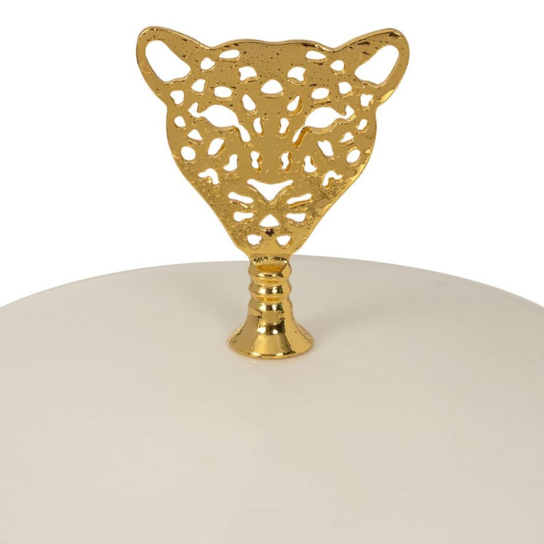 White and Gold Ceramic Box with Cat Handle