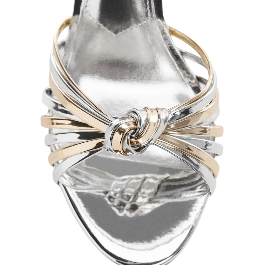 Strappy Duo Colored Metallic Heeled Sandals