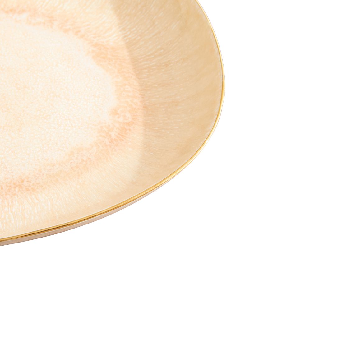 Oval Peach Glazed Serving Platter with Gold Rim